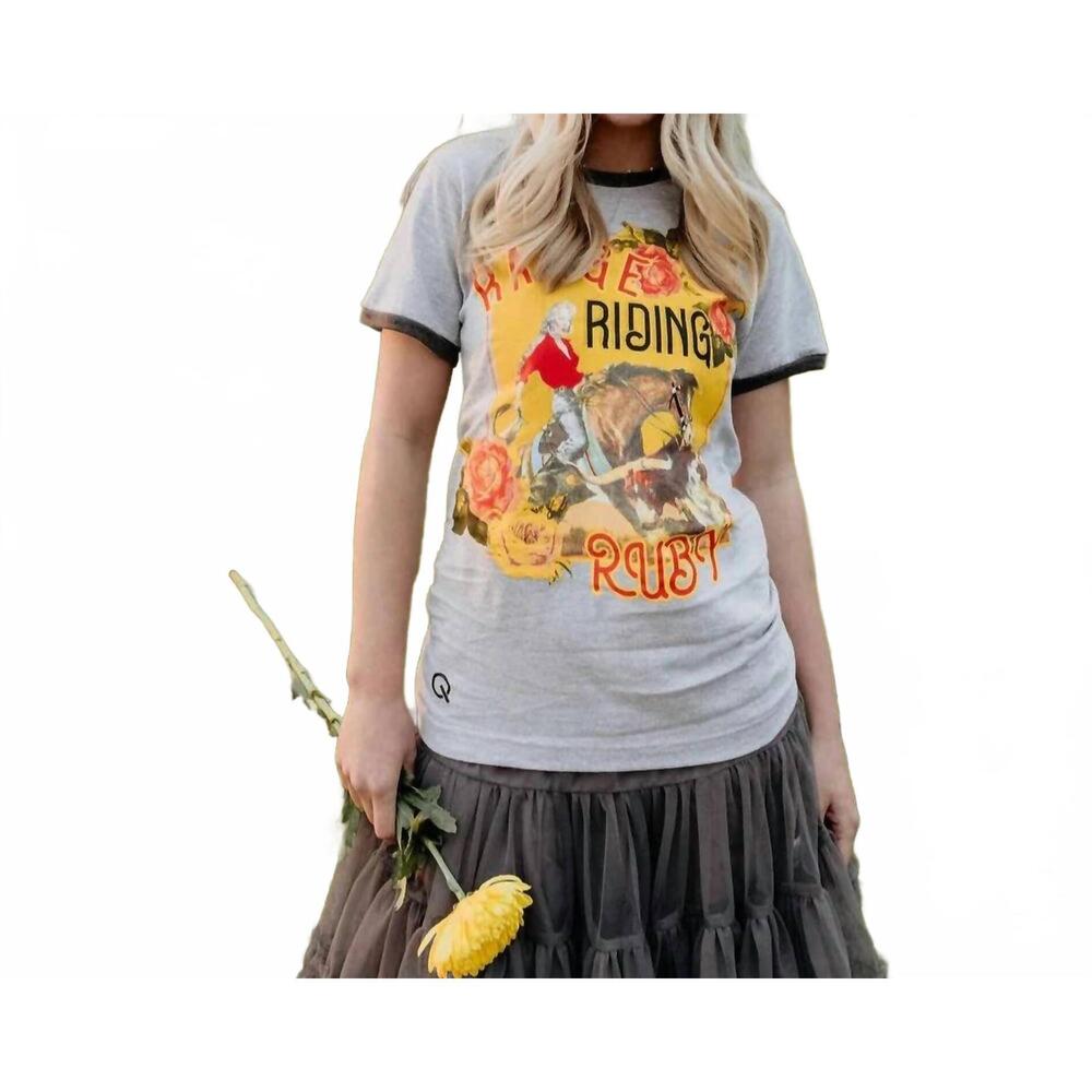 NEW RODEO QUINCY range riding ruby graphic tee in grey